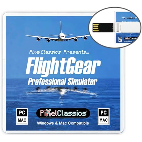 FlightGear Flight Simulator 2025 X on USB | Flight Sim Plane & Helicopter Professional Simulator Including 600 Aircraft, 20,000 Real World Airports Compatible with Microsoft Windows 11 10 PC & Mac