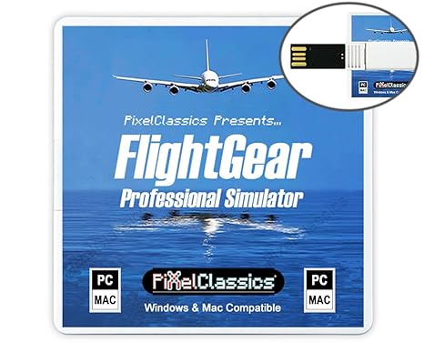 FlightGear Flight Simulator 2025 X on USB | Flight Sim Plane & Helicopter Professional Simulator Including 600 Aircraft, 20,000 Real World Airports Compatible with Microsoft Windows 11 10 PC & Mac