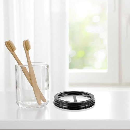 Miniatura 9 de Mason Jars - 2 tarros Mason para cepillos de dientes, tapa de acero inoxidable de boca regular para frascos de conservas, tarros de conservas de