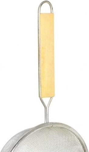 Vista 15 de Colador de malla de estaño mediano de 10 pulgadas, mango de madera de 13 pulgadas de longitud del mango- Utensilios de cocina, colador de alimentos