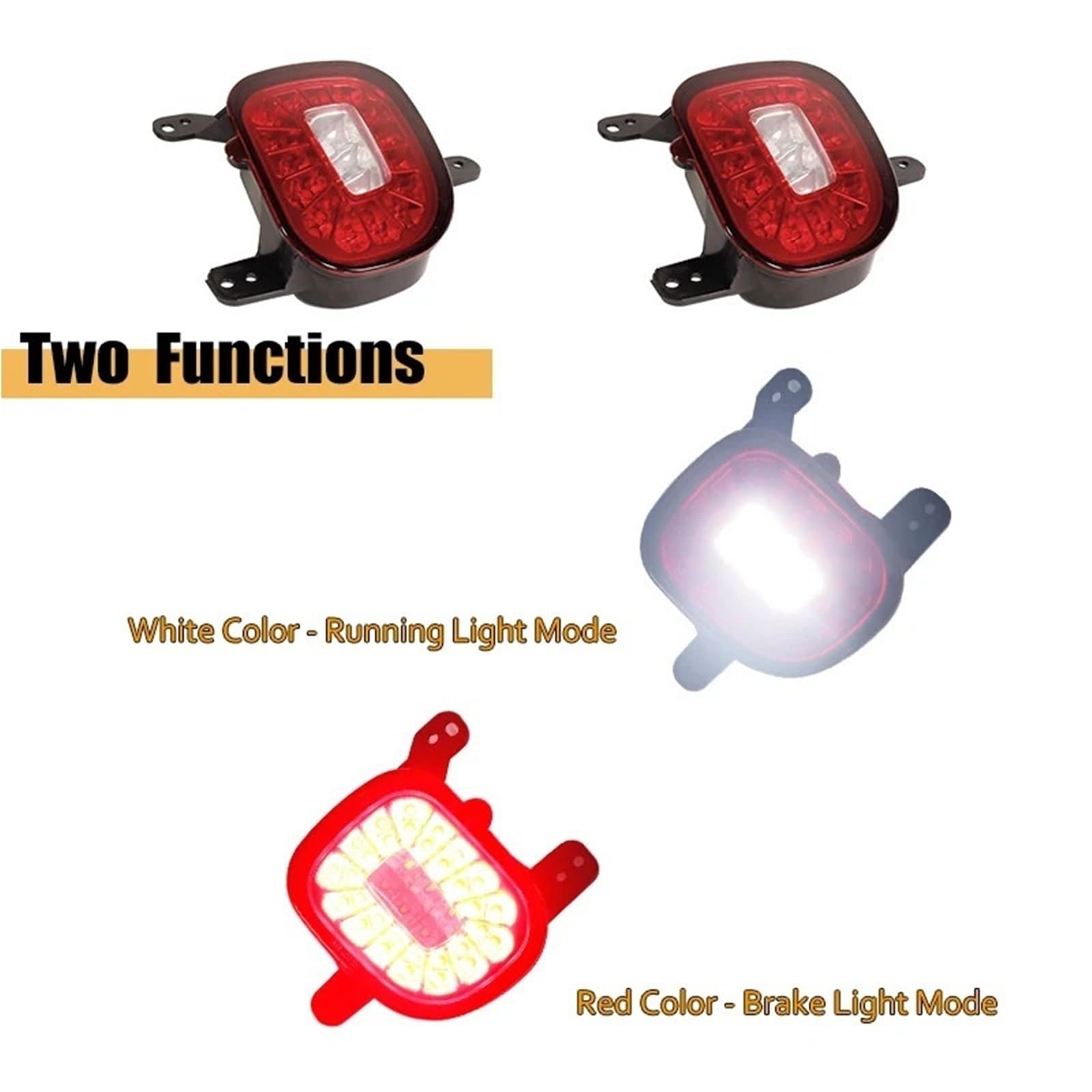 For Jeep Renegade 2015-2022 2-in-1 LIGHT rosso auto paraurti posteriore riflettore luci posteriori fendinebbia posteriori con luci di retromarcia di backup bianche(Red Lens)