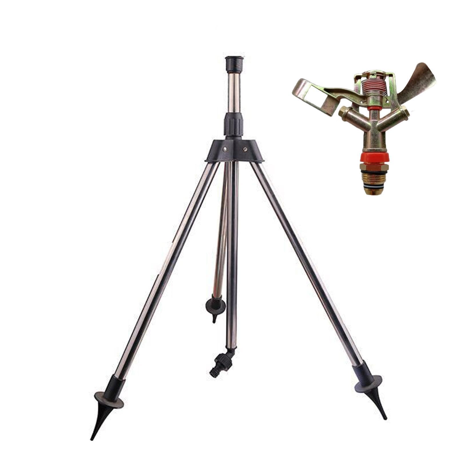 Irrigatore per prato, treppiede a risparmio energetico, girevole a 360 | gradi, altezza di copertura ampia per giardino, patio (45 x 45 x 90 cm) (argento)