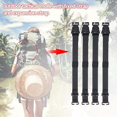 Miniatura 4 de Sistema táctico de nivel Rush de 4 piezas, correas de sujeción ajustables de mochila Molle con clips de hebilla, correas de compresión para