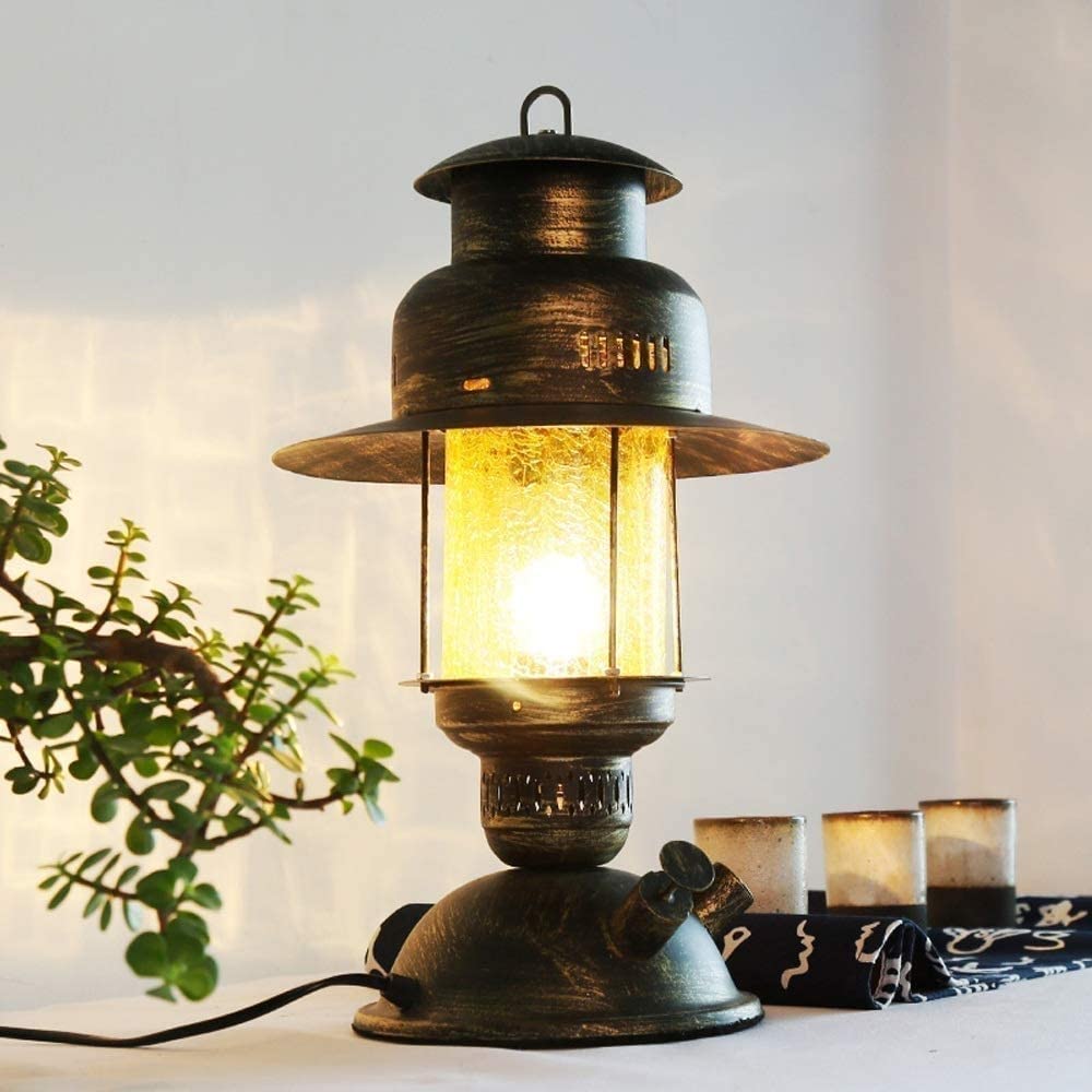 Lanterne Tempête Vintage - Lampe à Huile Kérosène Verre - Décoration Rétro Camping