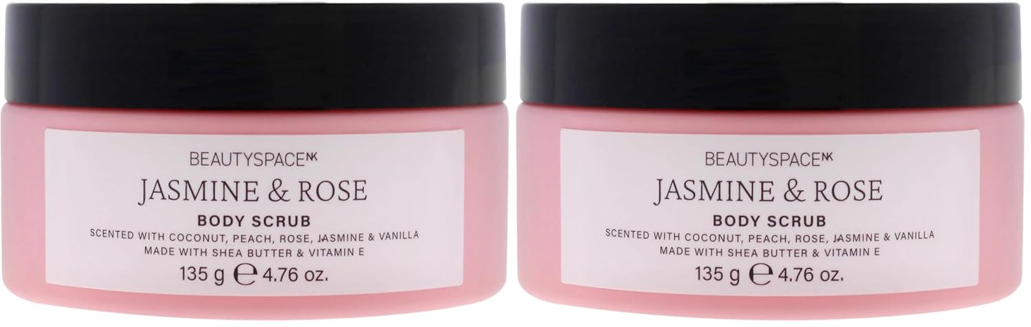 Beauty SpaceNK Jasmine & Rose Exfoliating Body Scrub – Hydrating, Nourishing, Gentle Exfoliation – Suitable for All Skin Types – Leaves Skin Soft, Radiant & Refreshing – Cruelty-Free, Vegan – 4.76 oz