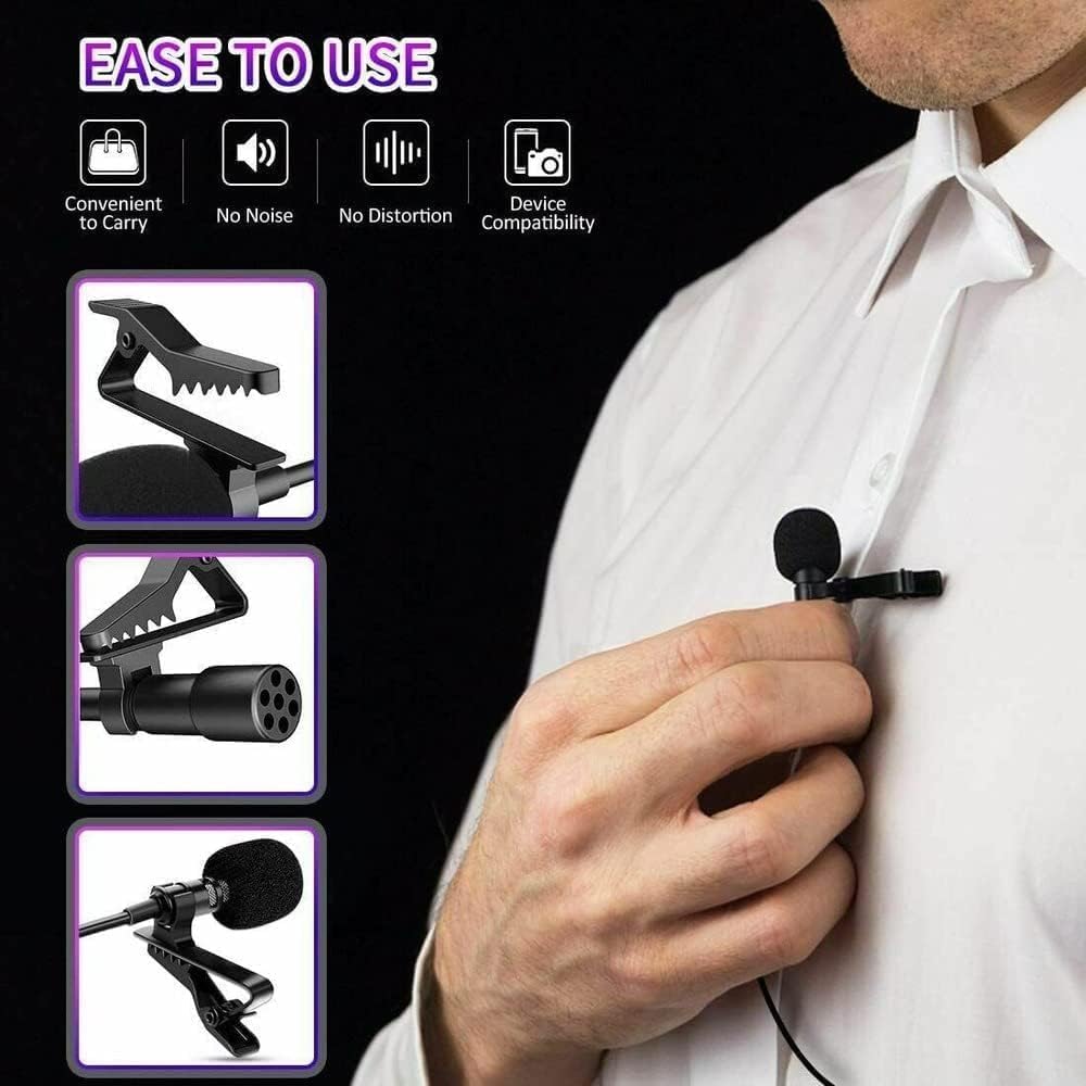 Lavalier Microphone, Lapel Omnidirectional Condenser Mic with Wind Muff 3.5mm Jack Plug-Play Microphone for Interview Video Podcast Vlog Live Streaming Recording and so on - Image 3