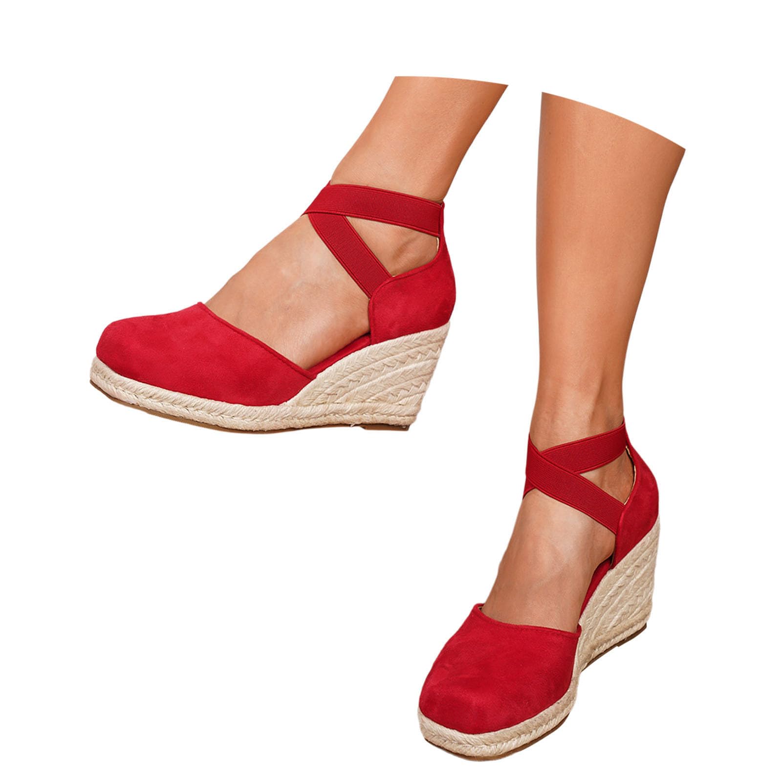 Sandali da donna chiusi sul davanti, con zeppa, espadrillas, estive, con cinturini, comodi plantari, versatili, per il tempo libero