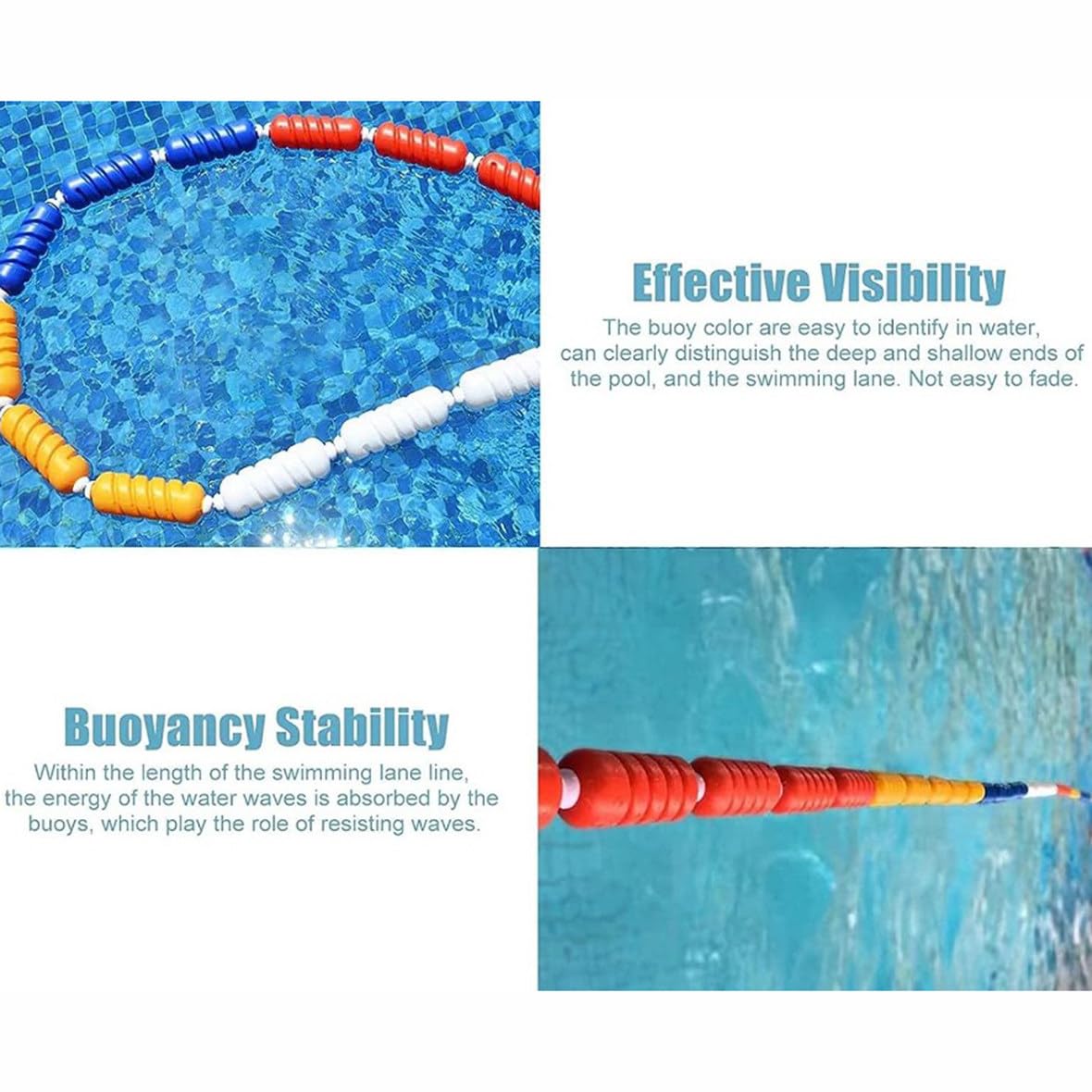 Cuerda Divisoria De Piscina Cuerdas De Piscina para Dividir Piscina, Cuerda De Seguridad para Piscina Línea De Kit De Flotador con Ganchos,Width9cm-10m/33ft