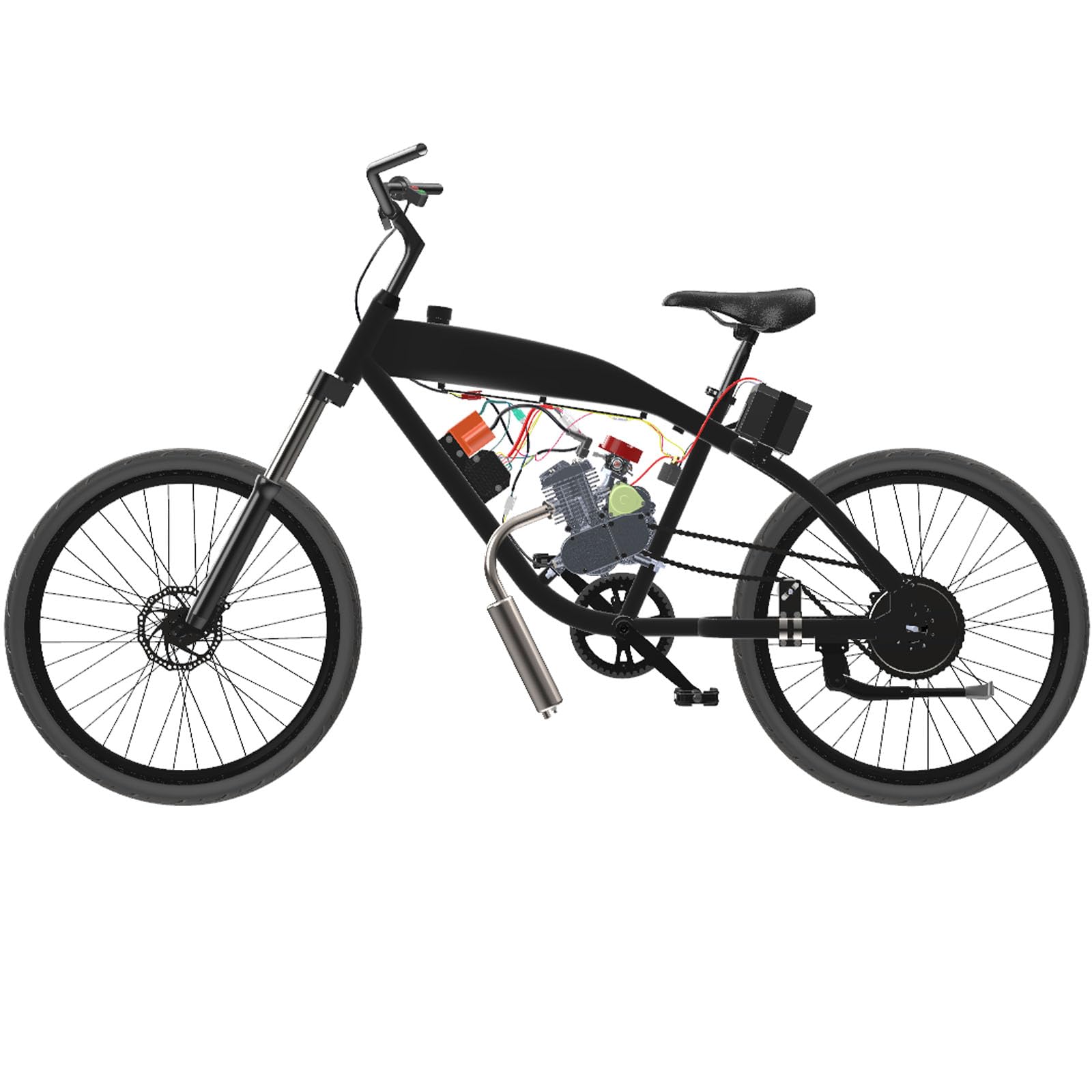 Integrated Bicycle Gas Frame, Fuel Tank Built in 3.4L Bike Gas Frame , Frame - Gas Motorized Bicycle 66cc/80cc/100CC (Black)