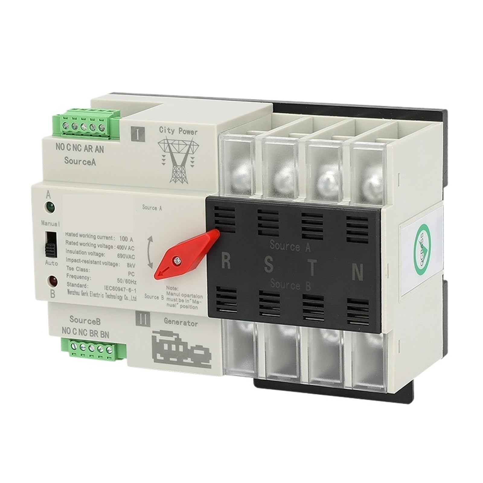 Automatischer Umschalter mit doppelter Leistung ATS unterbrechungsfreie Versorgung mit automatischem Umschalter im Millisekundenbereich, Dual-Power-Automatik-Transferschalter 2P63A4P100A(4P100A)