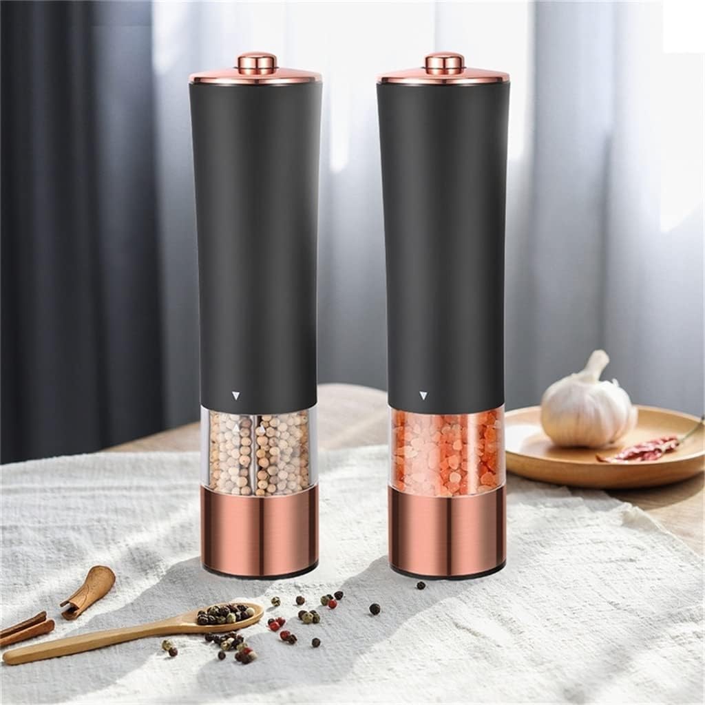 Automatic Salt Pepper Grinder Electric Spice Mill Battery Powered Adjustable Coarseness Pepper Mill Kitchen Seasoning Tools(Black)