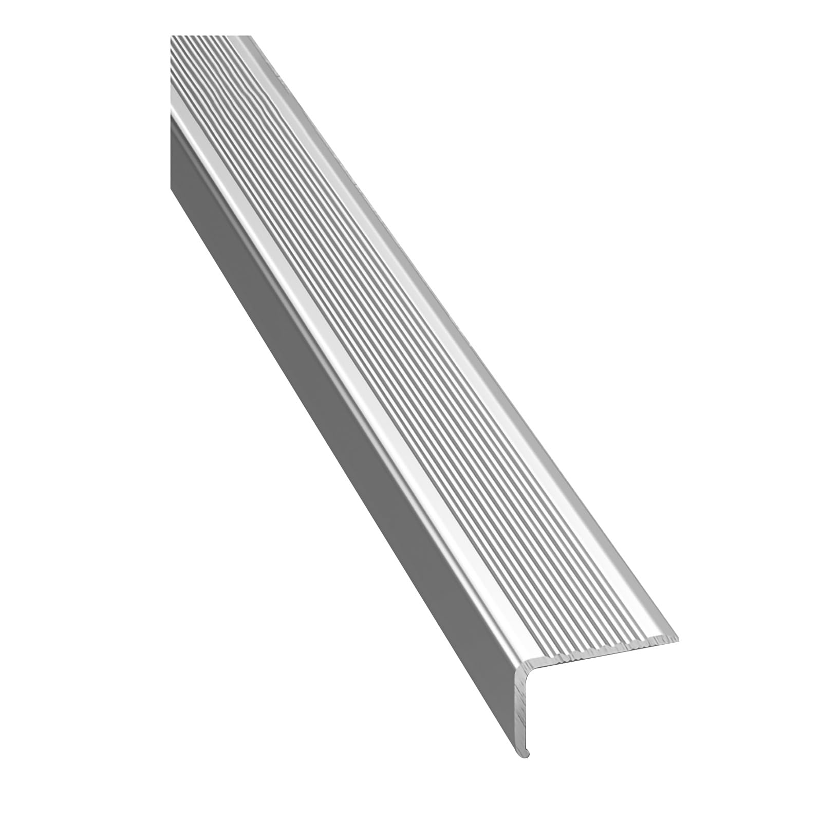 CAFIEDR Stair Nosing Edge Anti Slip Traction Treads,Stair Edge Protector,Step Edge Trim Aluminum Strips, Easy To Install,Outdoor Indoor Staircases Pads.Silver-0.8x1.2x35.4in
