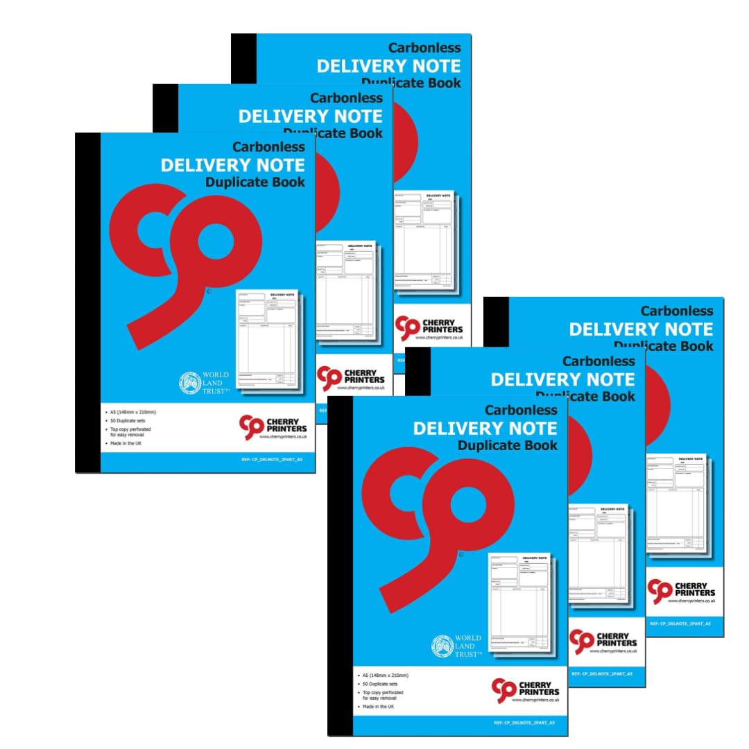 Cherry Printers | Delivery Note | Duplicate A5 | 50 Sets | 6 Pack