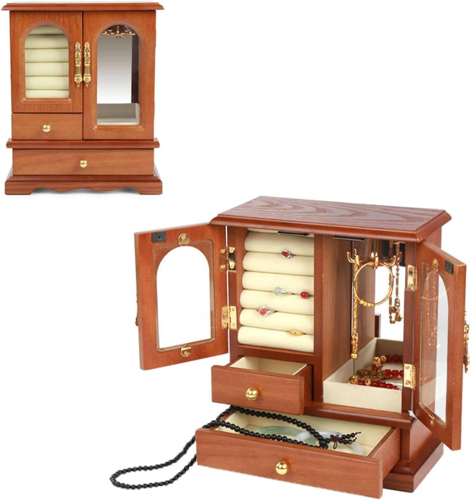 Boîte à bijoux en bois massif CNPRAZ : le luxe du rangement grand format