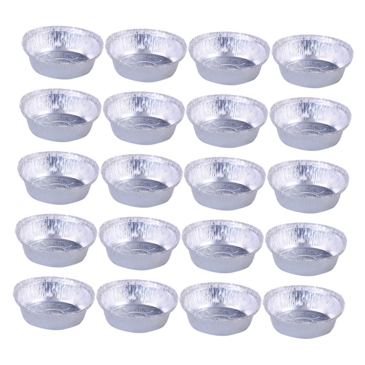 OKUMEYR 20Pcs Round Aluminum Foil Bowls Barbecue Containers for Air Fryer Baking Party Supplies Portable Lightweight for Home Cooking Outdoor Events