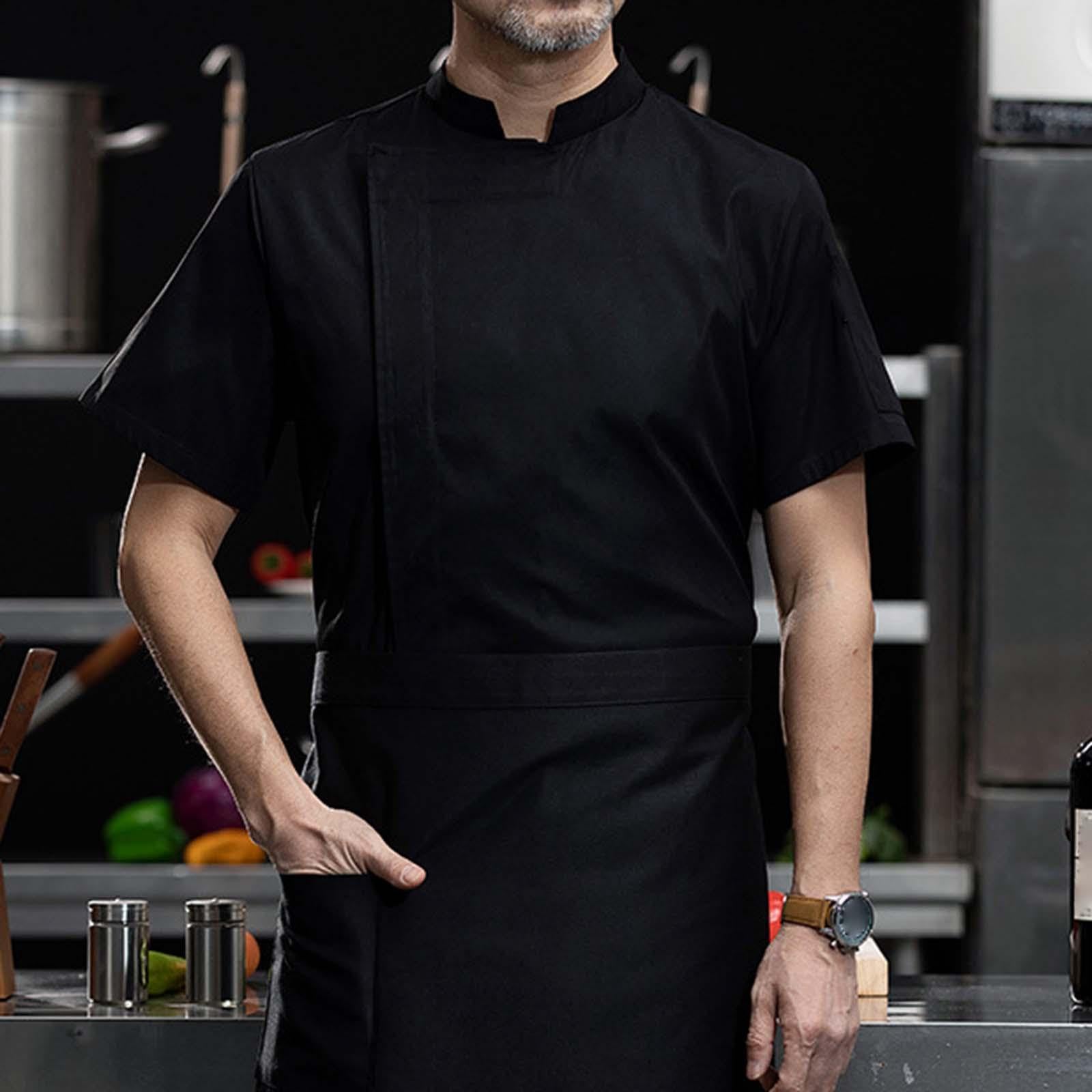 kowaku 2x Chef Coat Manga Corta Unisex Camarero Camarera Ropa con Bolsillo Cómodo Botón a Presión Chaqueta para Cocina Café Panadería Industria