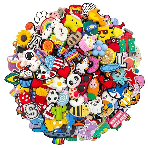 URSDX 30/50/100-Piece Cartoon Random Shoe Accessory Set - Fashionable, Cool, and Cute Styles - PVC Material - Suitable for Decorating Sandals and Shoes (100)