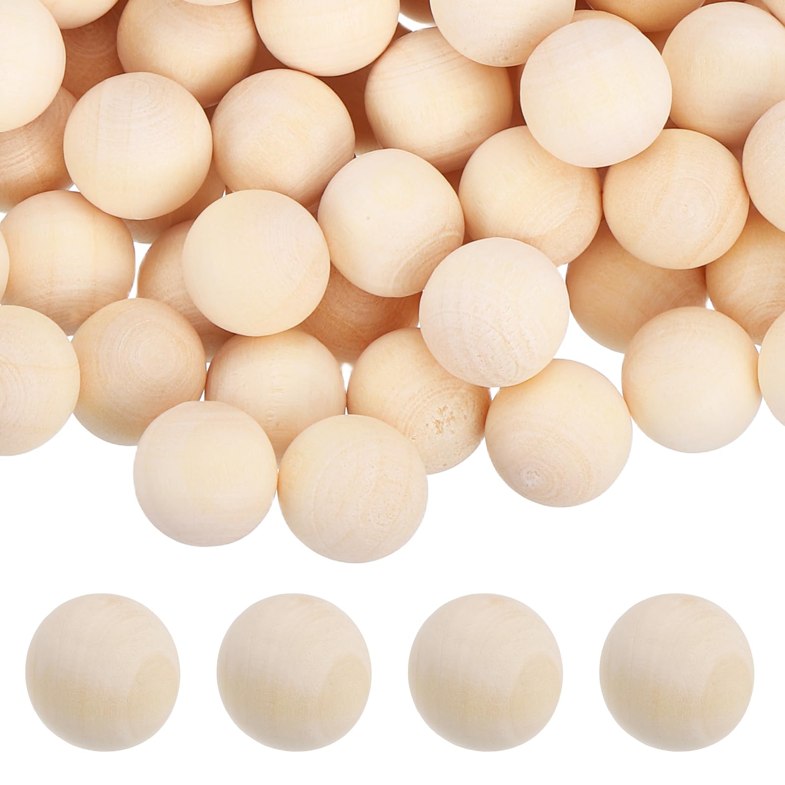 sourcing map 120Pack Wood Balls,8mm Unfinished Wooden Balls,Solid Hardwood