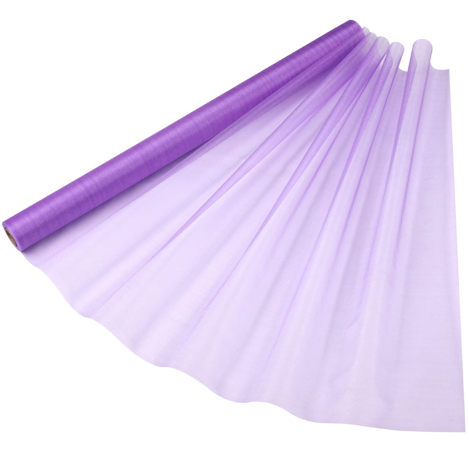 70cm x 15m Roll of Organza Sheer Fabric - Elegant Decorative Cloth for Wedding Chair Bows, Table Runners, Party Favours - Crafting Supplies for Ribbons, Dress Accents,and Bags, Lilac Purple