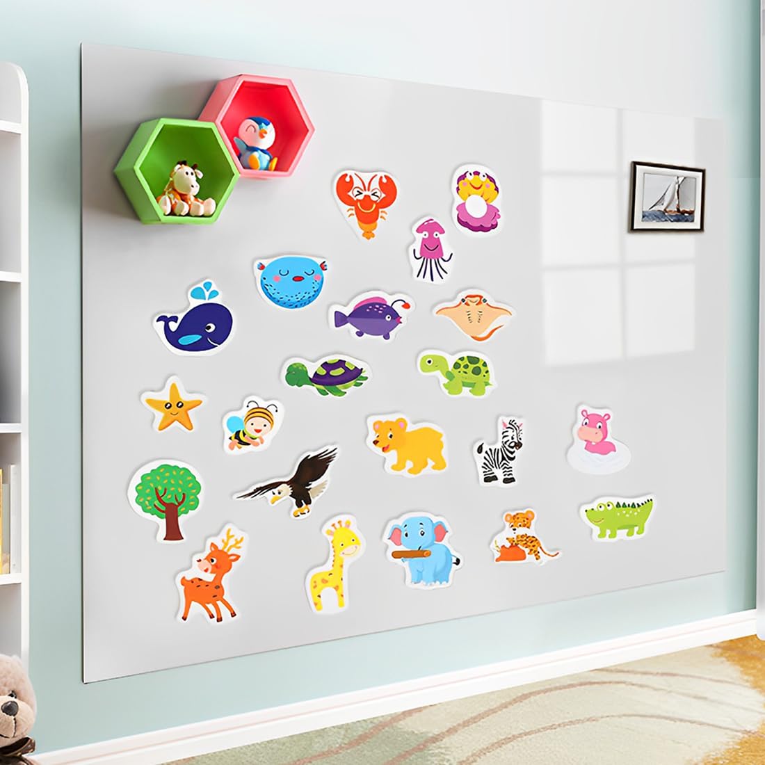 36 Pcs Magneti Bambini Calamite Frigorifero Animal Magnets Calamite Frigorifero Bambini Giocattoli Educativi in Legno Magneti per Cartoni Animati per Lavagne Magnetiche Frigoriferi E Lavagne