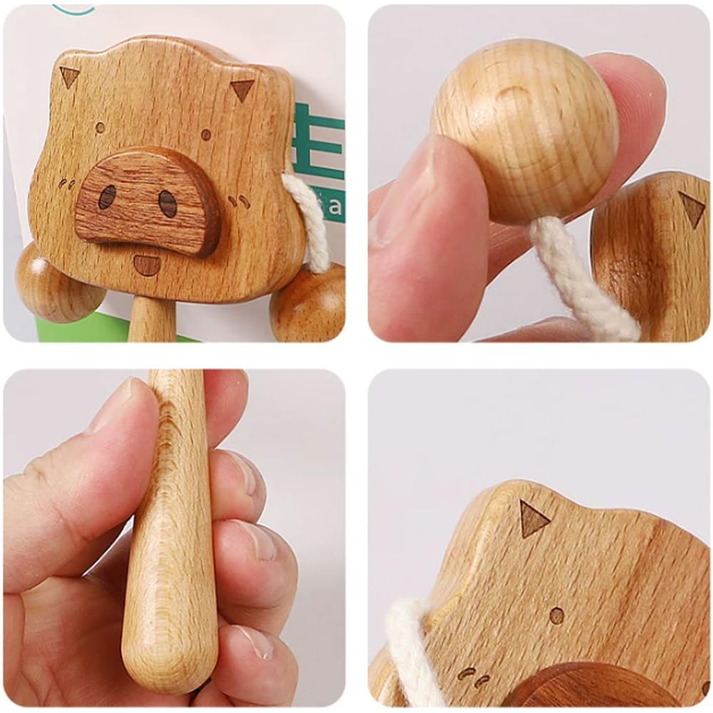 Montessori Holz-Babys-Spielzeugset, Greifspielzeug aus natürlichem Buchenholz, Beiß- und Sinnes-Spielzeug, frühpädagogisches Spielzeug (5 Stück)