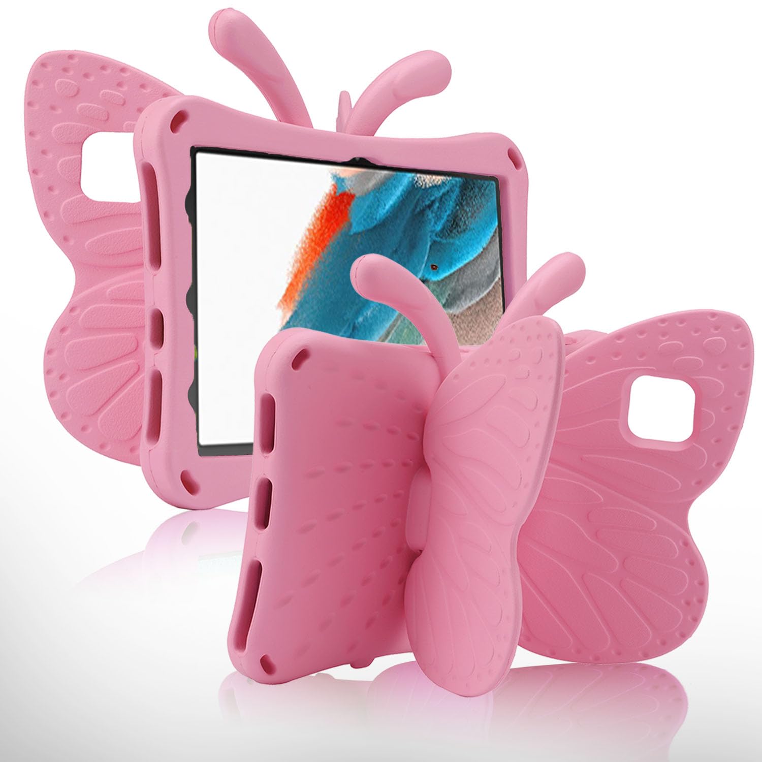 FunnyWin Samsung Galaxy Tab A9 Case Kids 8.7 inch Butterfly Tablet Case with Kickstand Light EVA Full Boby Drop Protective Rugged Shockproof Kid-Proof