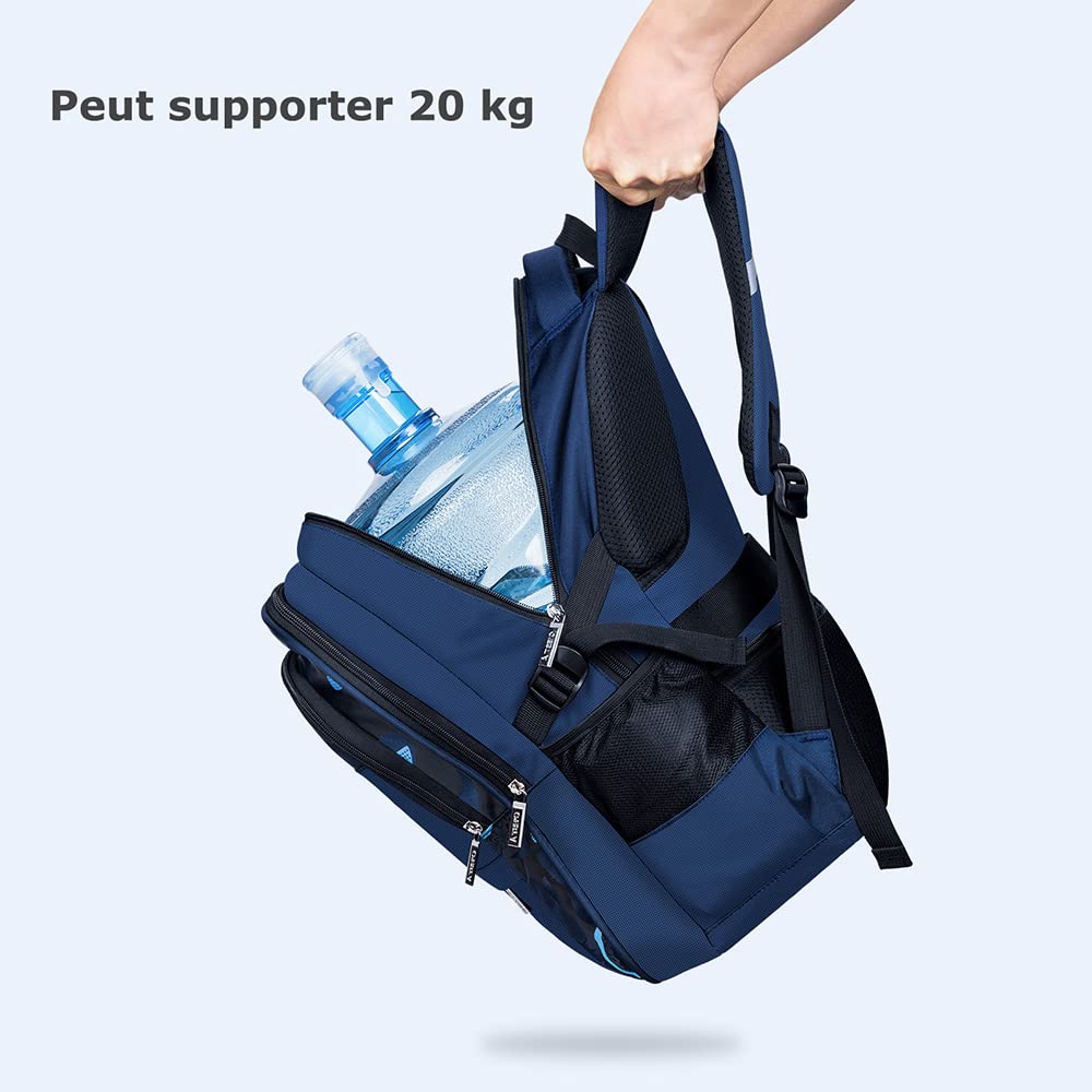 BININBOX Sac à Dos Scolaire Enfant Garçon Primaire (Bleu, 41cm,19L) | Tissu Oxford Étanche Durable, Grande Capacité à 3 Couches, Bretelles Ergonomiques Matelassées