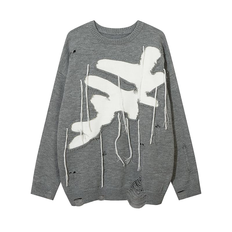 Sweaters Y2K Men - Stylish Fringed Knit Sweater for Men and Women-Street Style