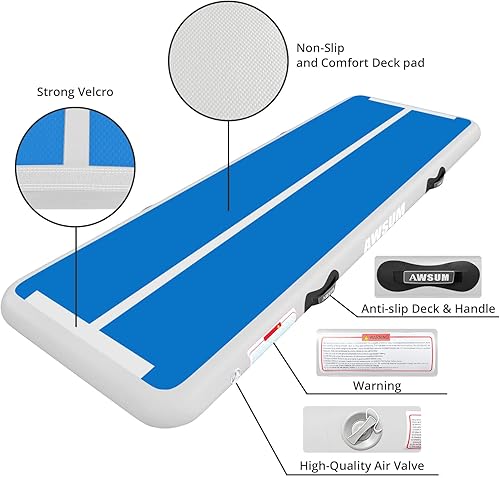 Miniatura 51 de AWSUM - Colchoneta inflable para gimnasia y acrobacias, 8 ó 4 pulgadas de grosor, incluye bomba eléctrica, para hogar, gimnasio o exterior, 10, 13