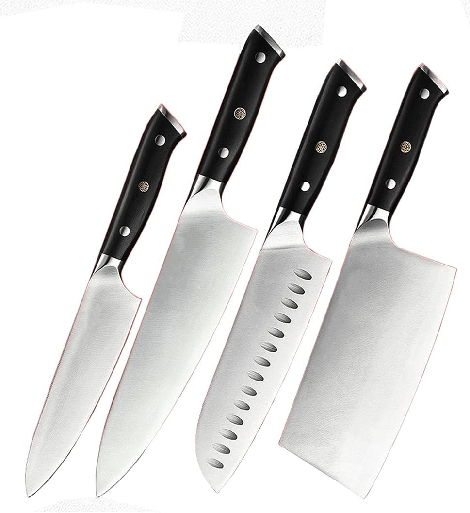Set Cuchillos Cocina 4 Piezas Acero Inoxidable Forjado
