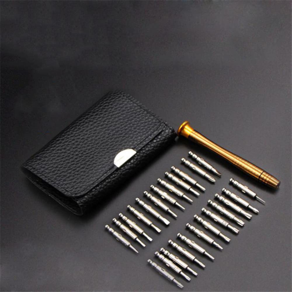 Mini Juego de Destornilladores de precisión 25 en 1, Kit de Herramientas de reparación y Apertura de Destornilladores electrónicos para cámara, Reloj, Tableta y PC, Color Negro.