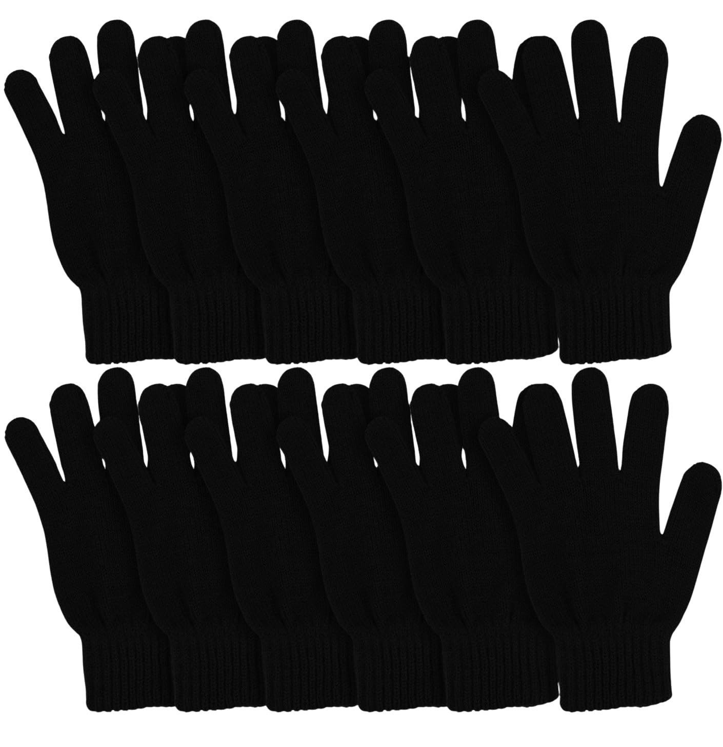 WinterlaceWinter Magic Gloves, 12 Pairs Stretchy Warm Knit Bulk Pack Mens Womens