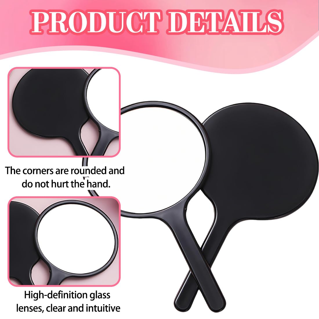 Specchio Con Manico, Specchio Portatile Professionale, Specchio Cosmetico Forma Rotonda, Sostenibile E Durevole, Perfetto Per Radersi O Applicare Il Trucco