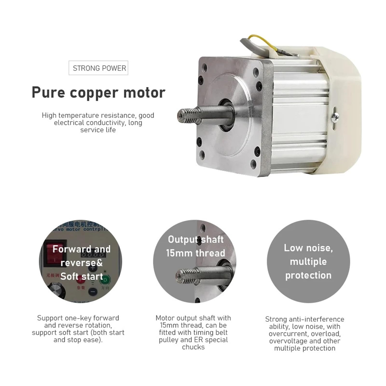 Bürstenloser Motor-Bausatz, 110 V/220 V, einstellbar, 550 W, 750 W, 1100 W, 2200 W, for Nähmaschinen und Drehmaschinen Verschleißfestigkeit(2200W,220)