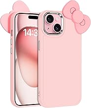 BENTOBEN iPhone15 ケース リボン装飾 かわいい レンズ保護 耐衝撃 軽量 滑り止め ストラップホール付き アイフォン15 スマホケース カバー ピンク