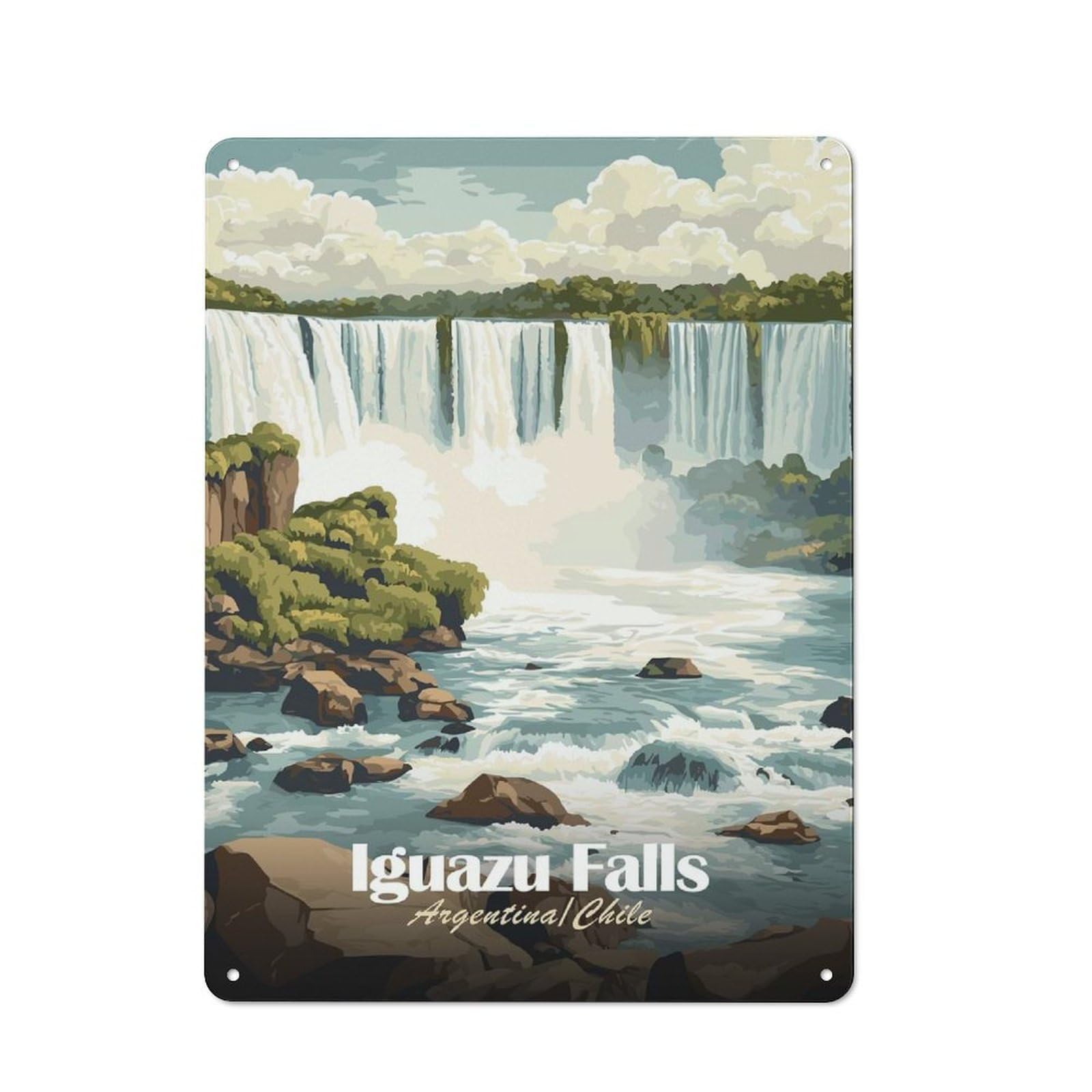 Junmoney Style-11 Metal Gift Sign With Iguazu Falls, Argentinachile Design 40X30cm, Character Room Wall Plaque For Flat, Dorm Room, Lounge Or Cafe
