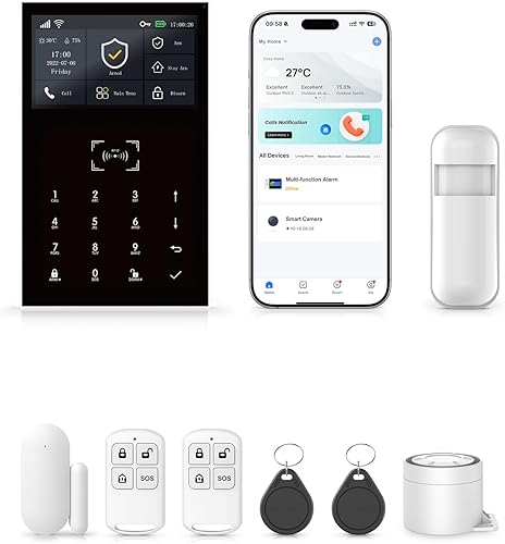 Sistema de alarma de pantalla táctil de 4.3 pulgadas para seguridad del hogar, WiFi+GSM/4G Sistemas de seguridad para el hogar inteligente con