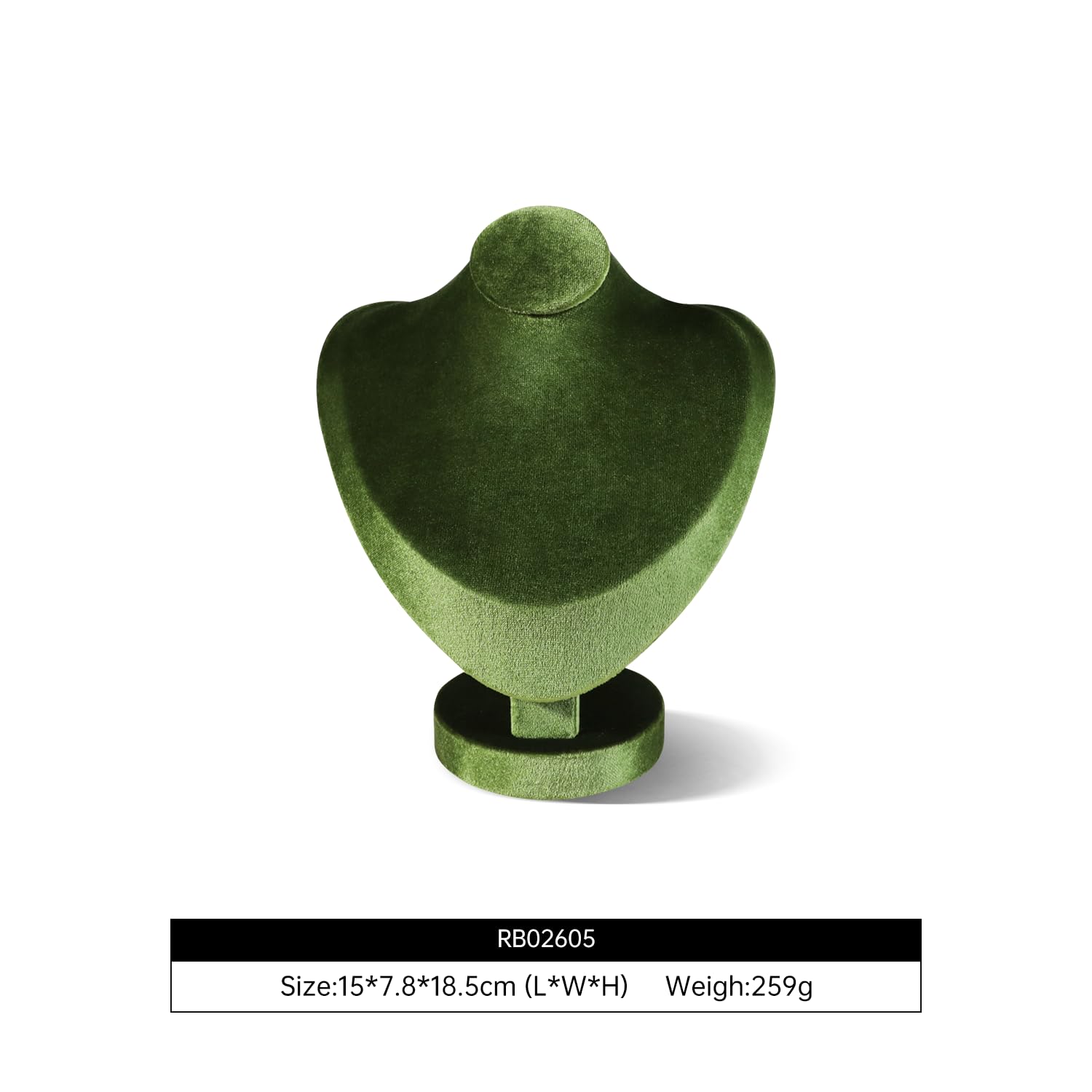 Dansmiy Resilient Velvet Necklace Display Bust Mannequin, Pendant Necklace Chest Stand for Retail Photography Livestream, Jewelry Shop Countertop Storage Organizer Holder (Olive Green, Necklace Bust)
