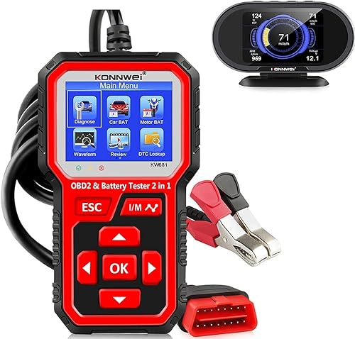 Escáner KW681 OBD2 6V 12V Probador de batería + calibre KW206 OBD2