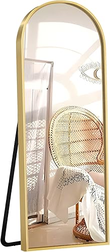 soges Espejo de cuerpo completo con imágenes de alta definición, espejo de tocador arqueado para dormitorio y sala de estar, vidrio inastillable,