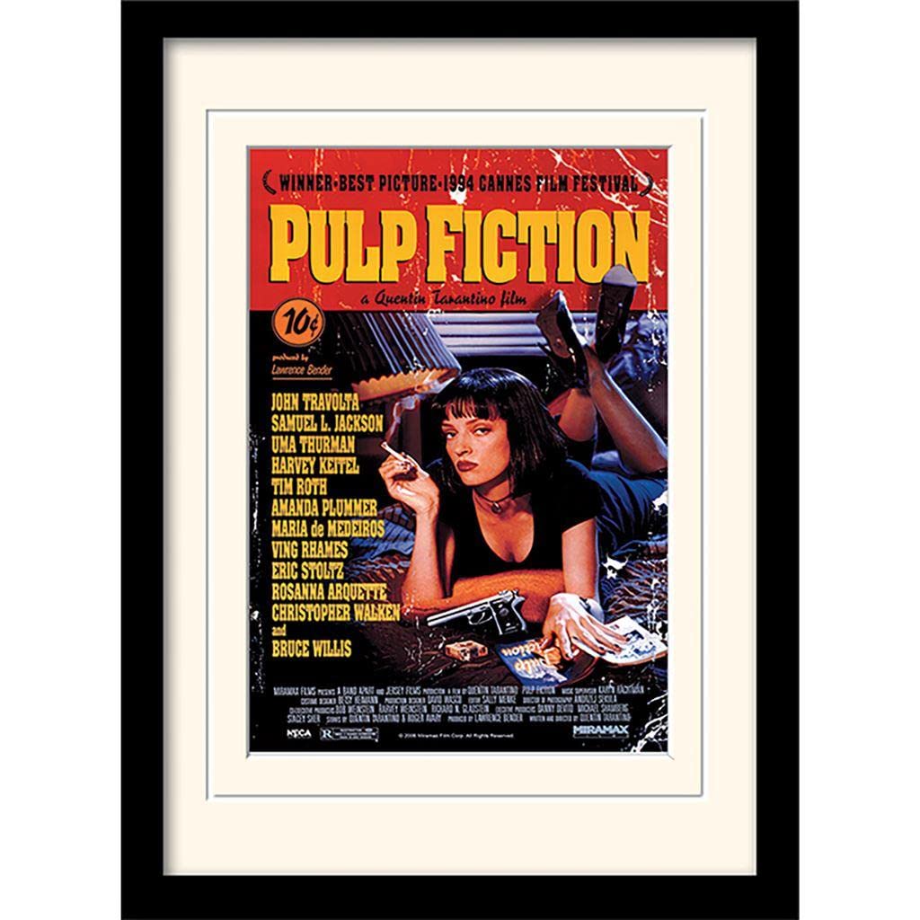 Pyramid International Pulp Fiction (Uma On Bed) -Mounted Print Memorabilia 30 x 40cm, Paper, Multicoloured, 30 x 40 x 1.3 cm
