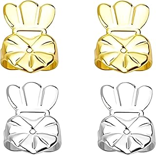 2 Pairs Earring Backs Lifters for Droopy Ears, Adjustable 925 Sterling Silver Earring Backs Replacements for Heavy Earrings, Hypoallergenic Support for Earrings, Earring Backs for Studs