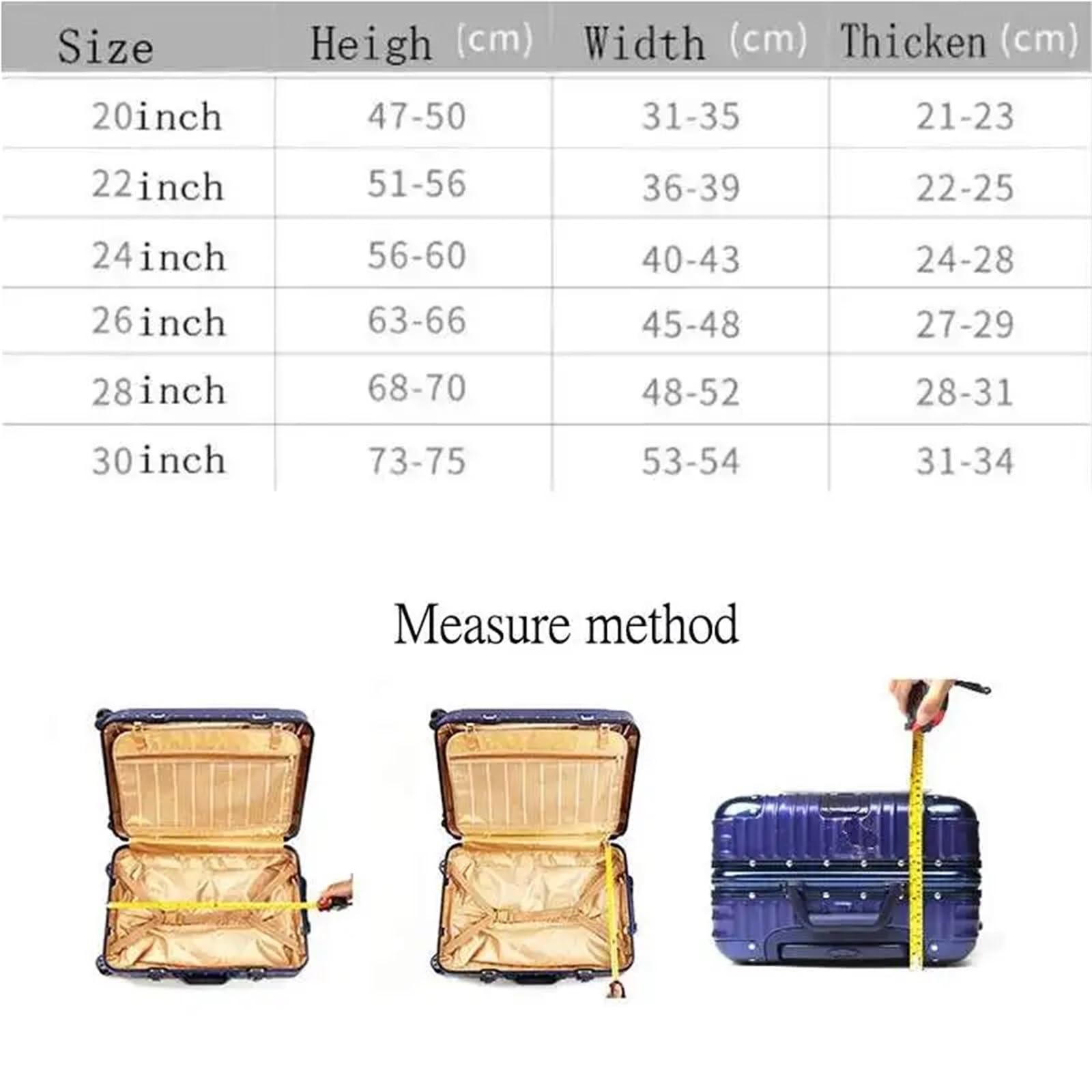 Cubierta de Equipaje Funda Transparente Universal con Cremallera, Protector de Maleta, Cubierta de Equipaje Habitual, 22 "24" 26 "28" 30 "de Espesor, Accesorios de Viaje de PVC(26inch)