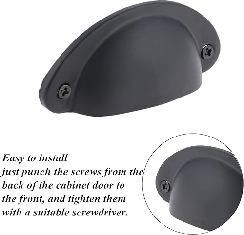 Miniatura 3 de Yetaha 10 tiradores antiguos para cajones de tazas, manijas con forma de concha vintage, pomos modernos aceitados para gabinete, armario, cocina,