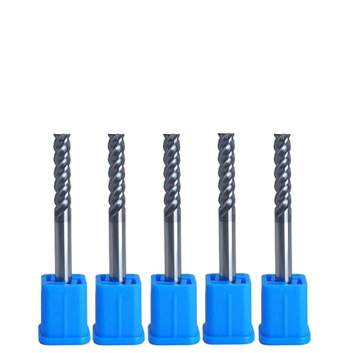 Miniatura 10 de 4 flautas cuadradas de carburo hélice de 45 764 pulgadas (5 piezas) AlTiCrN recubierto  HRC 50 para fresar aceros aleados, acero endurecido, metal y