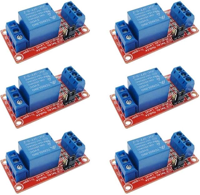 ARCELI 6Pcs 5V One 1 Channel Relay Module Board Shield With Optocoupler Support High And Low Level Trigger Power Supply Module