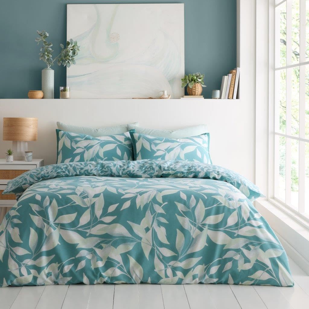 GC GAVENO CAVAILIA Floral King Size Duvet Cover Sets - Leaf Quilt Cover Bed Set With Pillowcases - Reversible King Size Bedding & Linen (230x220 Cm)