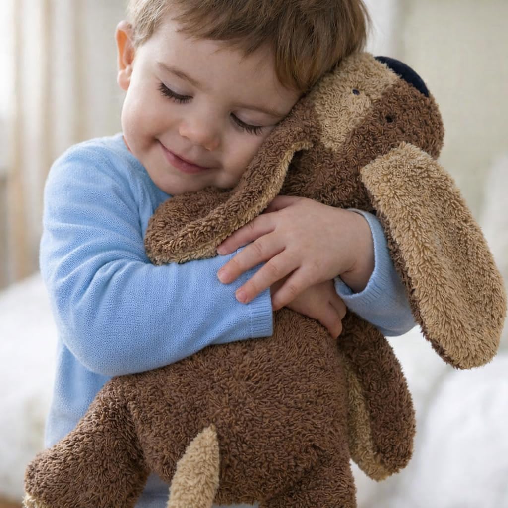 Efie Bio-Hund Kuscheltier, braun – 100% KBA-Baumwolle – handgefertigt in Deutschland – Spiel- & Schmusekissen für Babys und Kinder