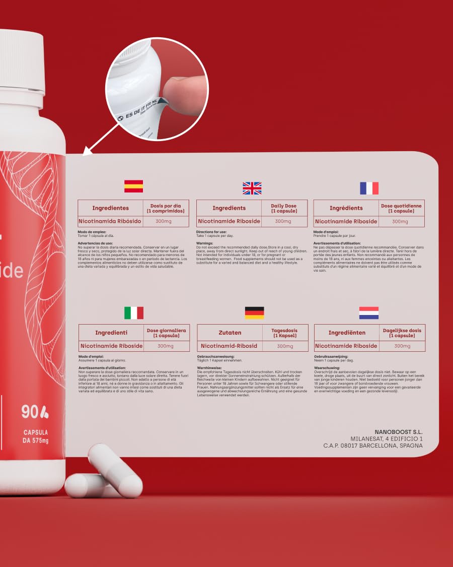NAD+ Assorbimento ottimale Nicotinamide Riboside 300 mg | 90 Capsule | Anti-età e anti-stanchezza | NAD+ Booster, Energia Cellulare e Vitalità | Senza Glutine | Senza OGM