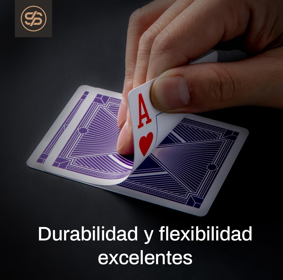 SLOWPLAY Cartas 100% plástico, 2 Barajas (Morado/Dorado), índice Jumbo | Calidad casino; tacto mate suave; 100% PVC; impermeables y lavables; repartir y barajar fácil; resistentes; diseño detallado